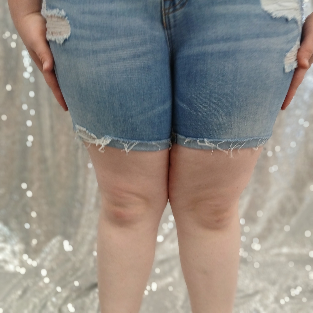 Trendy Blue Distressed Jean Shorts